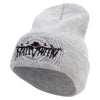 Halloween Pumpkin Ghost Embroidered 12 Inch Long Knitted Beanie - Heather-Grey OSFM