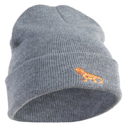 Standing Bearded Dragon Embroidered Super Stretch Knit Watch Cap Beanie - Light Grey OSFM