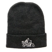 Moto Bike Embroidered 12 Inch Long Knitted Beanie