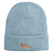 Standing Bearded Dragon Embroidered Super Stretch Knit Watch Cap Beanie - Columbia Blue OSFM