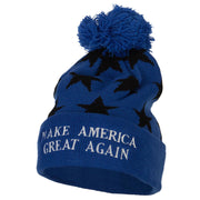 Make America Great Again Embroidered Pom Knit Long Beanie