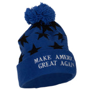 Make America Great Again Embroidered Pom Knit Long Beanie