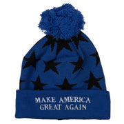 Make America Great Again Embroidered Pom Knit Long Beanie