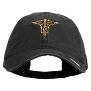 U.S. Army Nurse Corps Embroidered Washed Solid Pigment Dyed Cotton Twill Brass Buckle Cap - Black OSFM