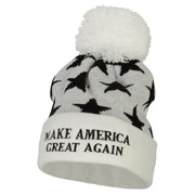 Make America Great Again Embroidered Pom Knit Long Beanie