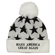 Make America Great Again Embroidered Pom Knit Long Beanie