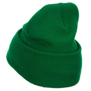 Irish Embroidered Cuff Long Knit Beanie