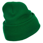 Irish Embroidered Cuff Long Knit Beanie