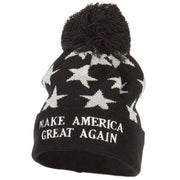 Make America Great Again Embroidered Pom Knit Long Beanie