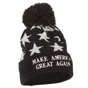 Make America Great Again Embroidered Pom Knit Long Beanie