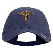 U.S. Army Nurse Corps Embroidered Washed Solid Pigment Dyed Cotton Twill Brass Buckle Cap - Navy OSFM