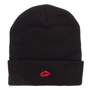 Mini Lips Embroidered Long Beanie