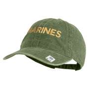 Marines Letter Embroidered Washed Solid Pigment Dyed Cotton Twill Brass Buckle Cap - Black OSFM