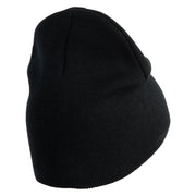 Gerbil Embroidered 8 Inch Solid Knit Short Beanie Made in USA - Black OSFM