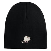 Gerbil Embroidered 8 Inch Solid Knit Short Beanie Made in USA - Black OSFM