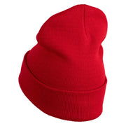Officially Retired Embroidered 12 Inch Long Knitted Beanie - Red OSFM