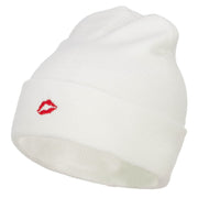 Mini Lips Embroidered Long Beanie