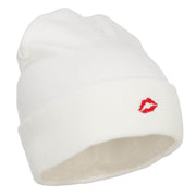 Mini Lips Embroidered Long Beanie