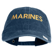 Marines Letter Embroidered Washed Solid Pigment Dyed Cotton Twill Brass Buckle Cap - Red OSFM