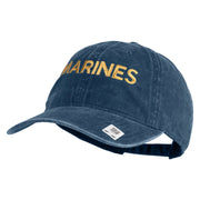 Marines Letter Embroidered Washed Solid Pigment Dyed Cotton Twill Brass Buckle Cap - Red OSFM