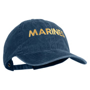 Marines Letter Embroidered Washed Solid Pigment Dyed Cotton Twill Brass Buckle Cap - Red OSFM