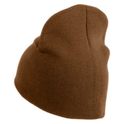 Gerbil Embroidered 8 Inch Solid Knit Short Beanie Made in USA - Coyote Brown OSFM