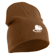 Gerbil Embroidered 8 Inch Solid Knit Short Beanie Made in USA - Coyote Brown OSFM