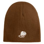 Gerbil Embroidered 8 Inch Solid Knit Short Beanie Made in USA - Coyote Brown OSFM