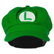 Circle Mario and Luigi Embroidered Cotton Newsboy Cap