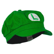 Circle Mario and Luigi Embroidered Cotton Newsboy Cap