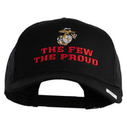 The Few The Proud US Marine Embroidered Solid Cotton Twill Mesh Prostyle Cap - Black OSFM