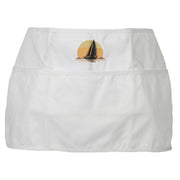 Fishing Boat Embroidered 3 Pockets Chef's Apron - White OSFM