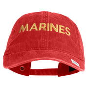Marines Letter Embroidered Washed Solid Pigment Dyed Cotton Twill Brass Buckle Cap - Navy OSFM