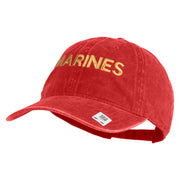 Marines Letter Embroidered Washed Solid Pigment Dyed Cotton Twill Brass Buckle Cap - Navy OSFM