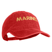 Marines Letter Embroidered Washed Solid Pigment Dyed Cotton Twill Brass Buckle Cap - Navy OSFM
