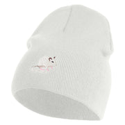 Gerbil Embroidered 8 Inch Solid Knit Short Beanie Made in USA - white OSFM