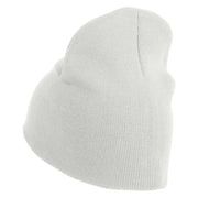 Gerbil Embroidered 8 Inch Solid Knit Short Beanie Made in USA - white OSFM