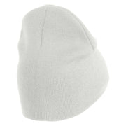 Gerbil Embroidered 8 Inch Solid Knit Short Beanie Made in USA - white OSFM