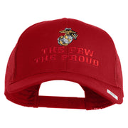 The Few The Proud US Marine Embroidered Solid Cotton Twill Mesh Prostyle Cap - Red OSFM
