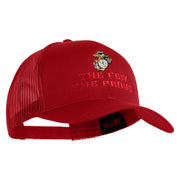 The Few The Proud US Marine Embroidered Solid Cotton Twill Mesh Prostyle Cap - Red OSFM