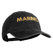 Marines Letter Embroidered Washed Solid Pigment Dyed Cotton Twill Brass Buckle Cap - Olive OSFM