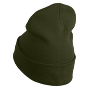 Officially Retired Embroidered 12 Inch Long Knitted Beanie - Olive OSFM