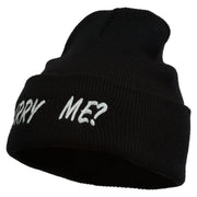 Marry Me Embroidered Long Cuff Beanie