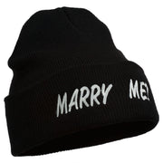 Marry Me Embroidered Long Cuff Beanie