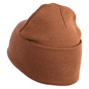 Hercules Beetle Embroidered 12 Inch Solid Knit Cuff Long Beanie Made in USA - Coyote Brown OSFM