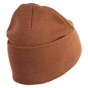 Hercules Beetle Embroidered 12 Inch Solid Knit Cuff Long Beanie Made in USA - Coyote Brown OSFM