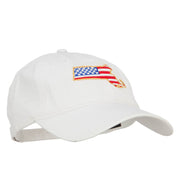 USA Flag Massachusetts Map Embroidered Washed Buckle Cap