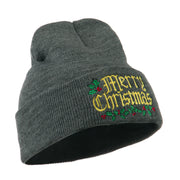 Mistletoe Merry Christmas Embroidered Long Beanie