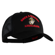Once  A Marine Always A Marine Embroidered Solid Cotton Twill Mesh Prostyle Cap - Black OSFM