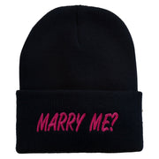 Marry Me Embroidered Long Cuff Beanie